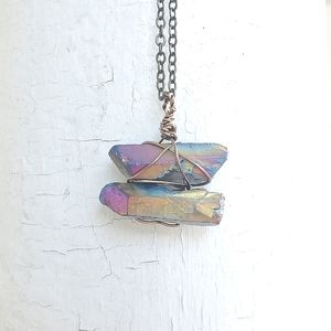 Titanium Quartz wire wrapped necklace